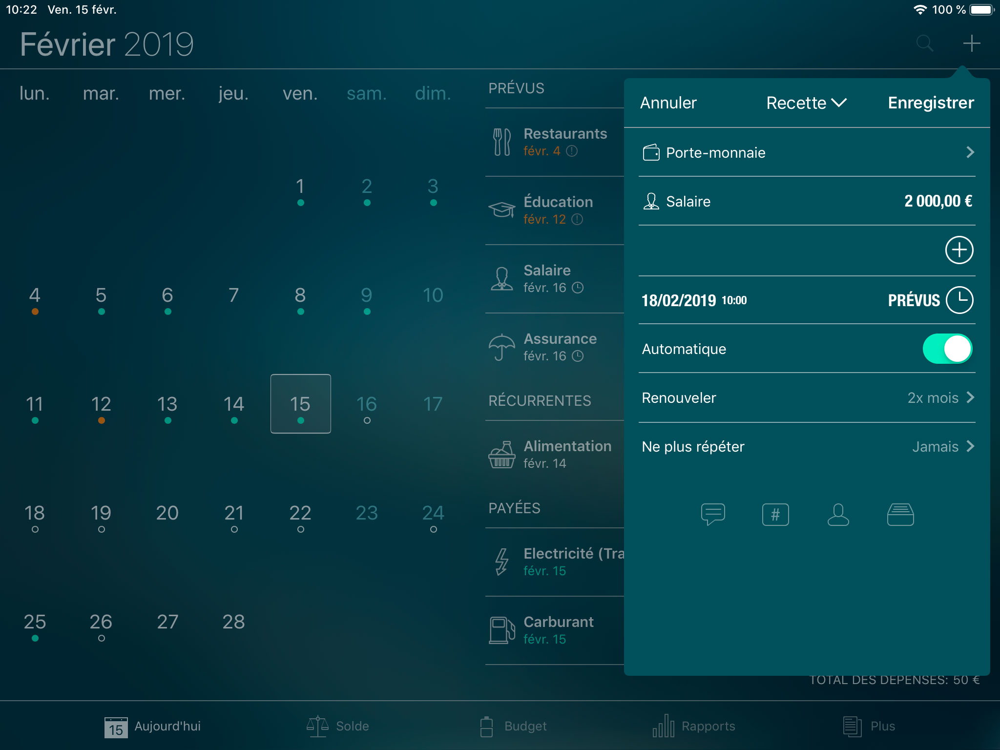 Money Tracker - Transactions récurrentes et planifiées - iPad