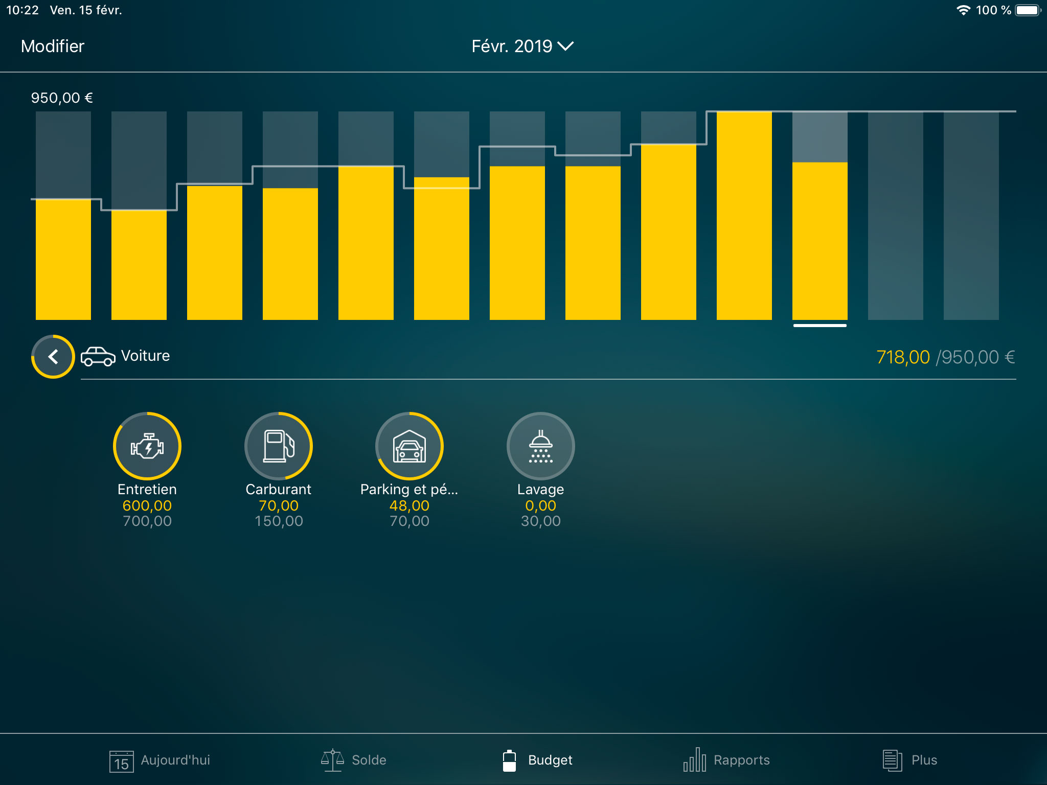 Money Tracker - Catégories et sous-catégories - iPad