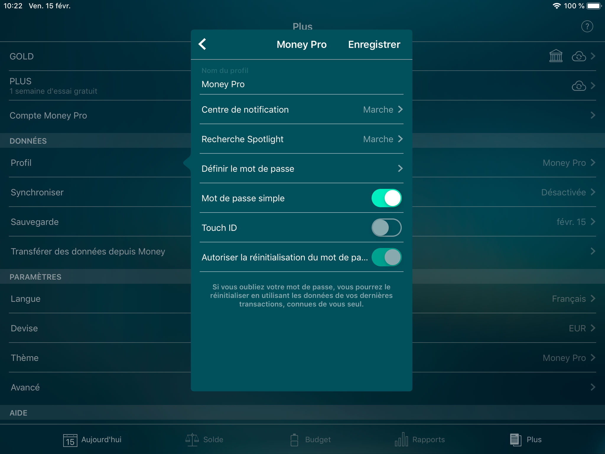 Money Tracker - Protection par mot de passe - iPad
