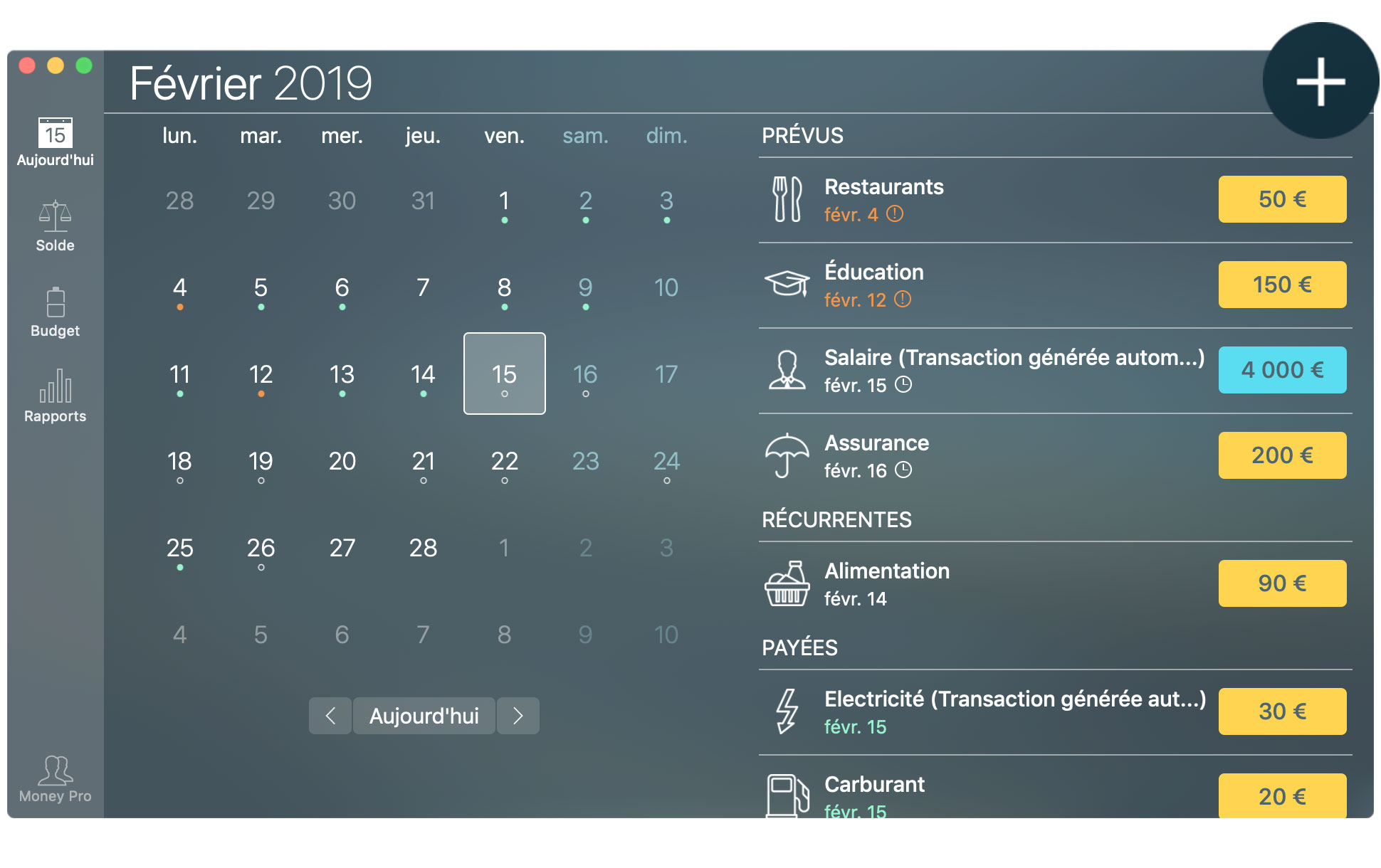 Money Tracker - Créer une transaction - Mac