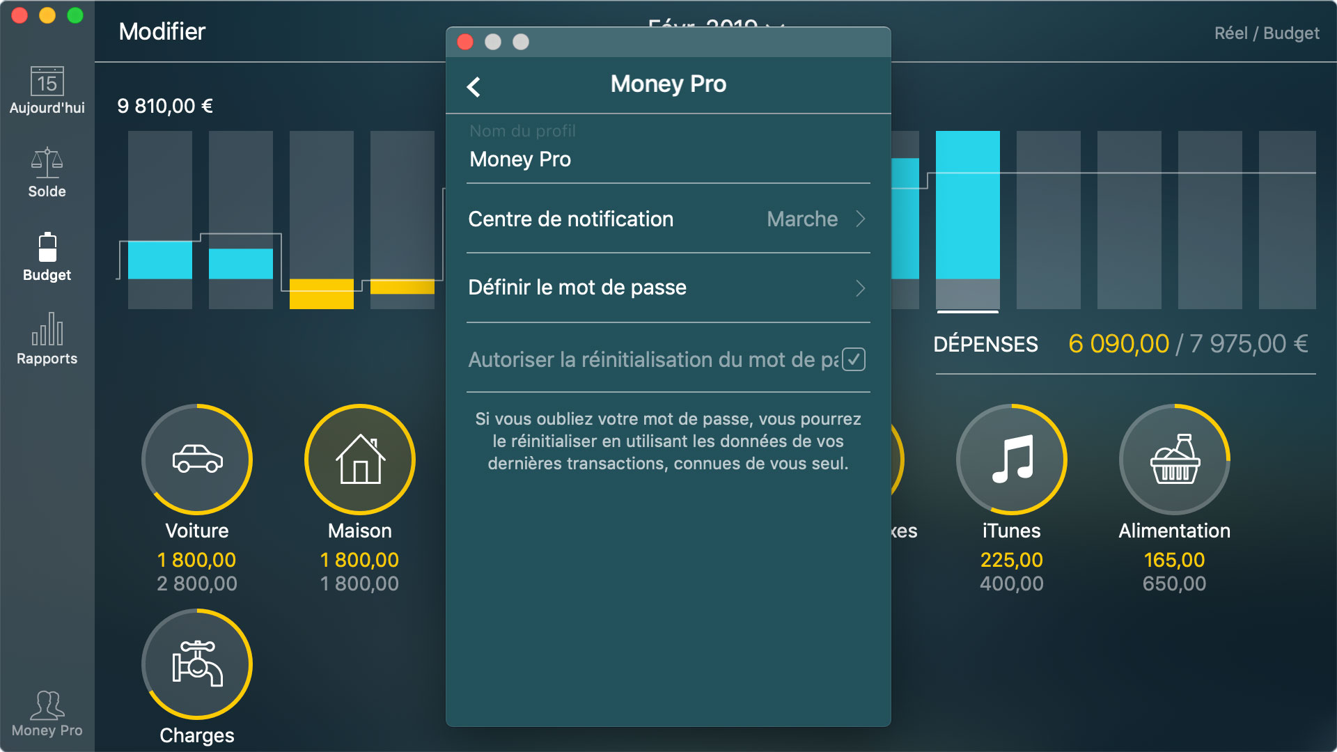 Money Tracker - Protection par mot de passe - Mac